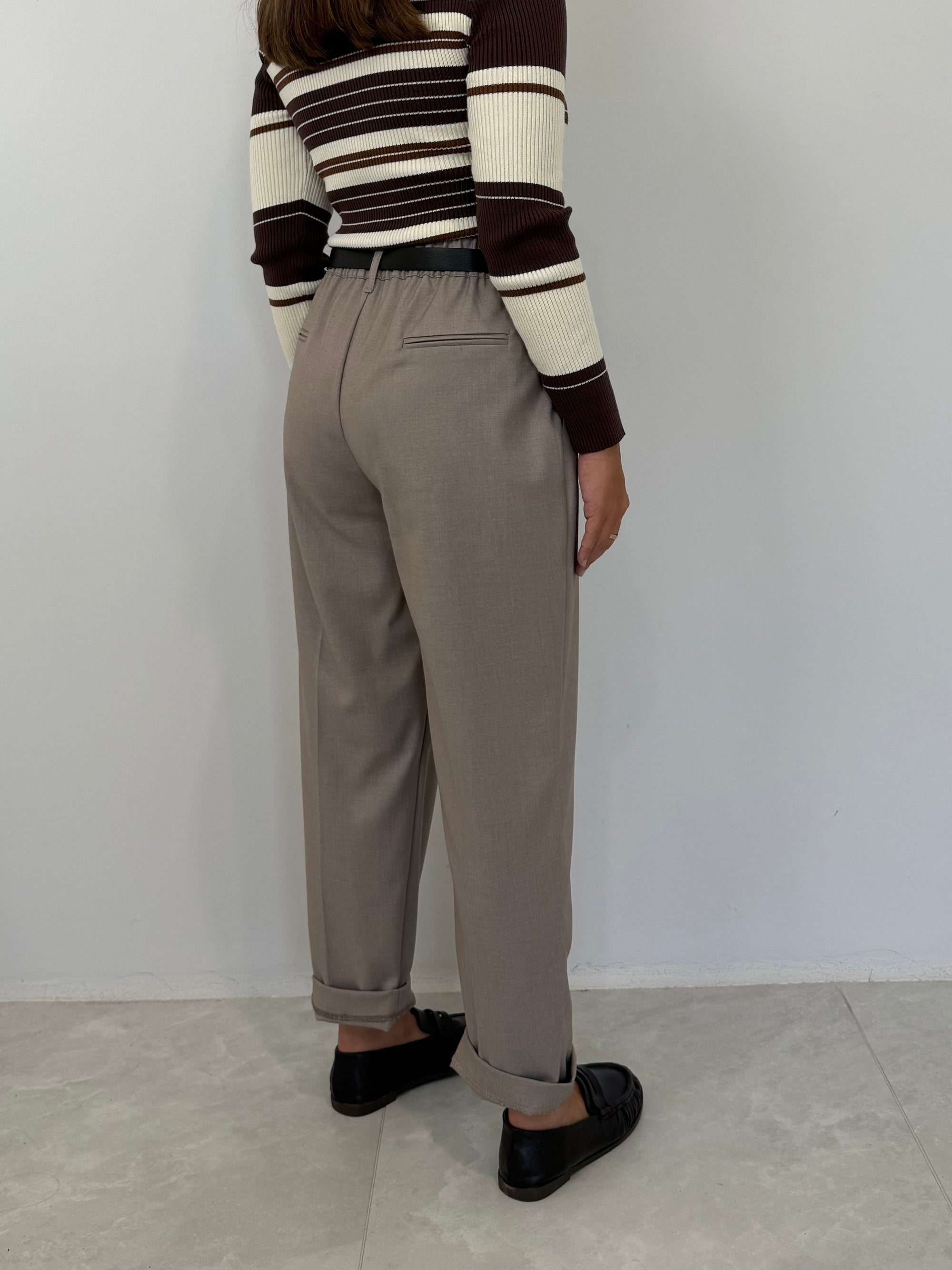 Dixie - Pantalone Office con pence taupe