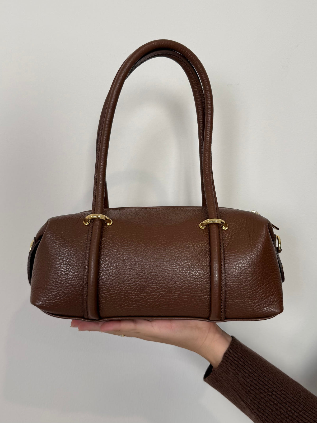 Civico23 - Borsa a spalla in vera pelle cioccolato