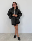Haveone - Bomber in ecopelle nero