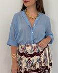 Haveone - Camicia in mussola di cotone celeste