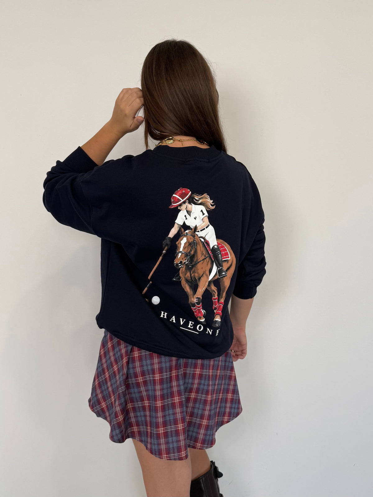 Haveone - Felpa con stampa retro blu