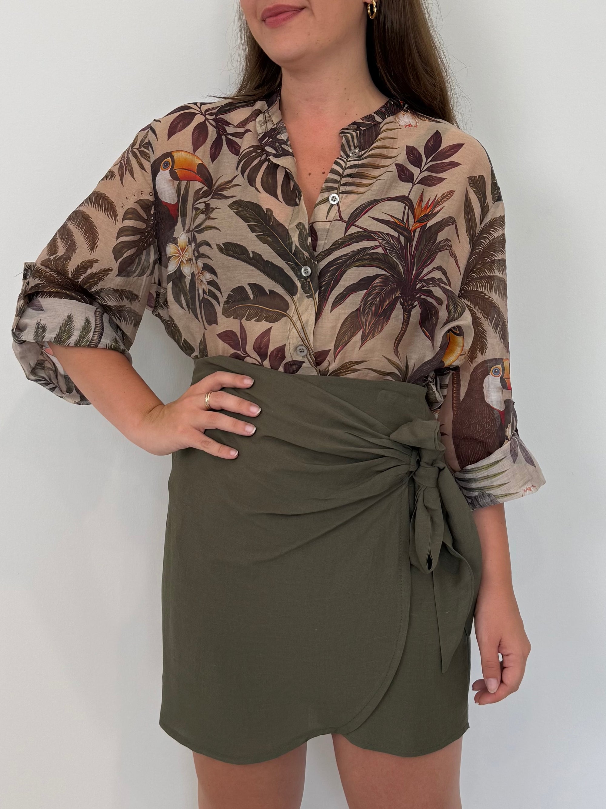 Tensione In - Gonna Lino viscosa militare