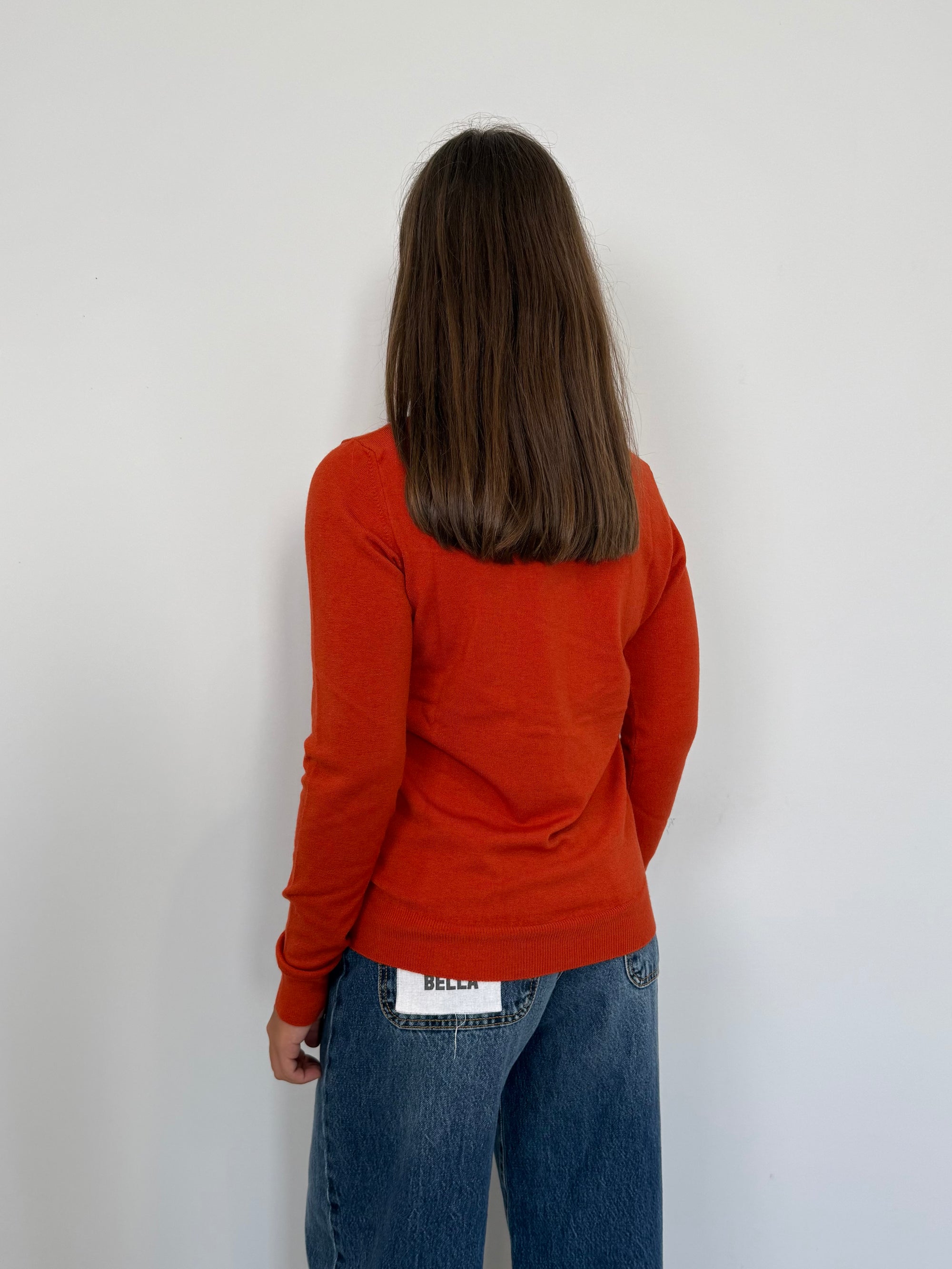Haveone - Maglioncino basic girocollo arancio