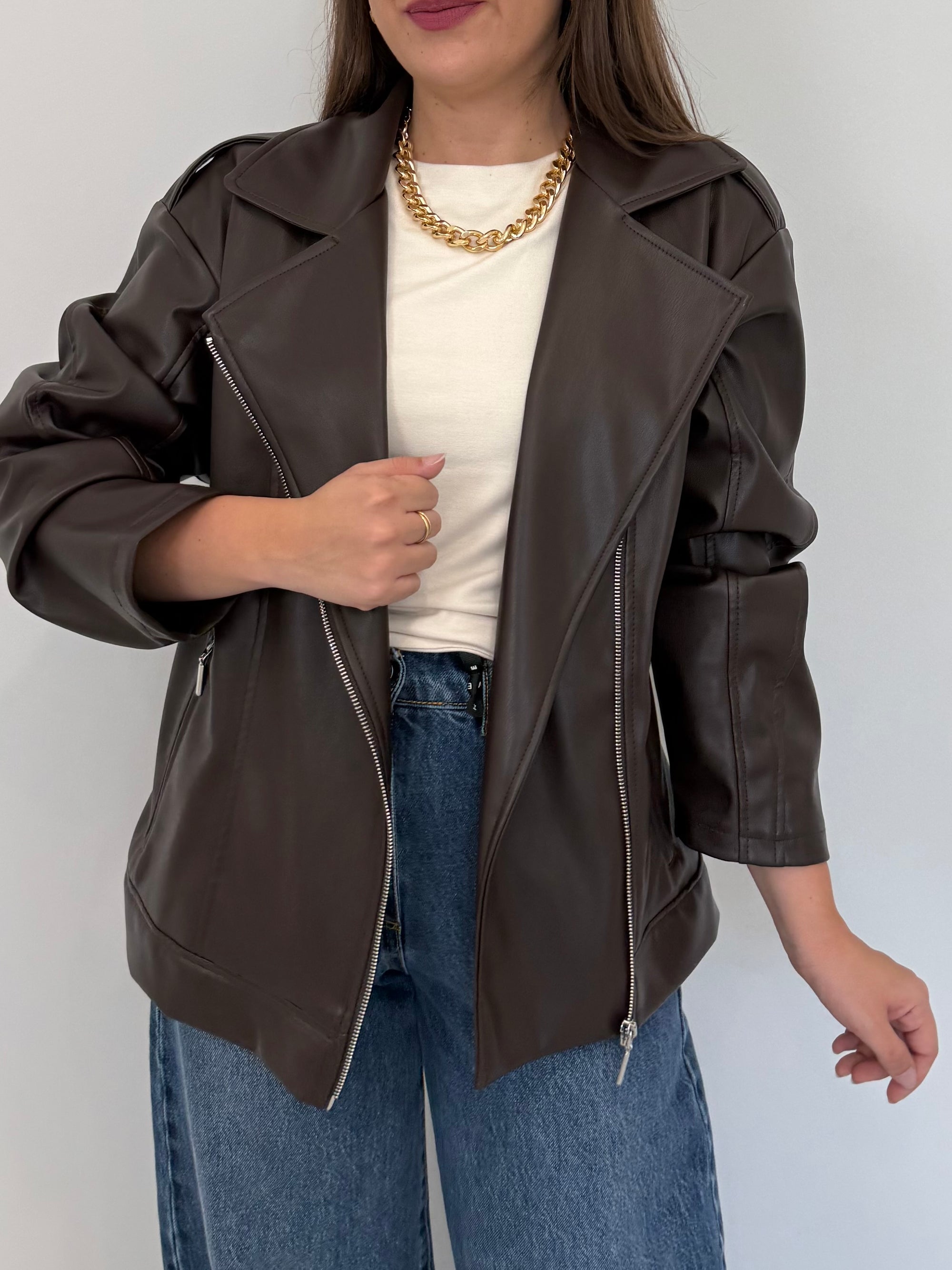 Haveone - Bomber in ecopelle liscia