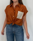 SusyMix - Camicia con tasca paillettes mattone