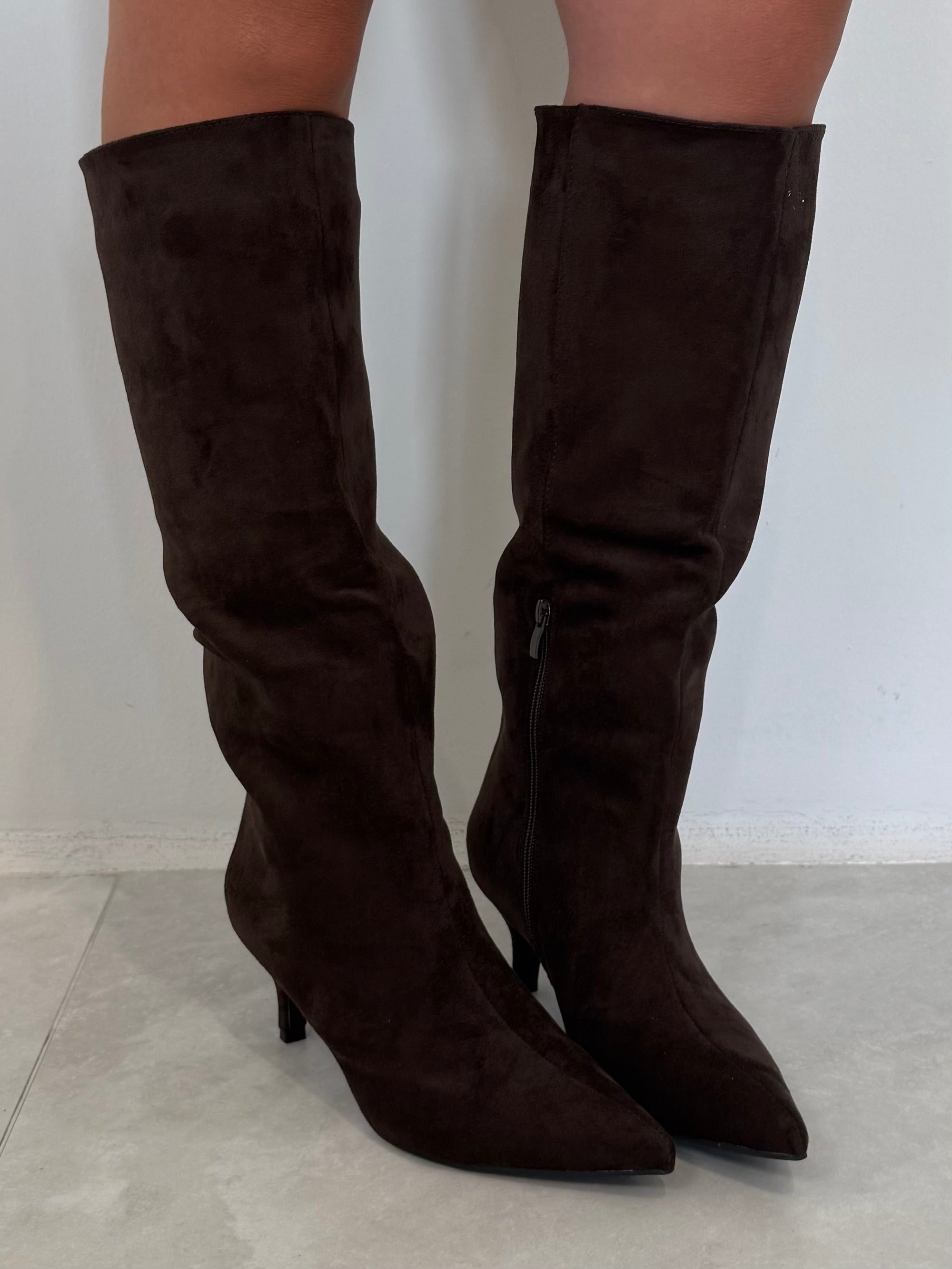 Stivale tubolare suede moro