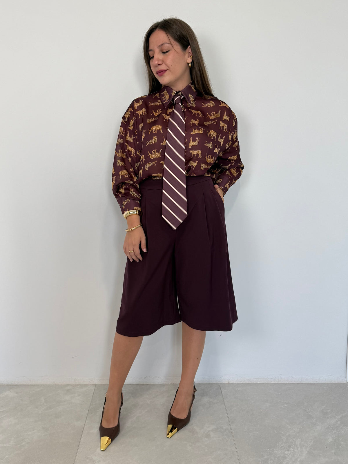 Tensione In - Bermuda con pence bordeaux