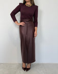 Haveone - Gonna ecopelle con spacco bordeaux