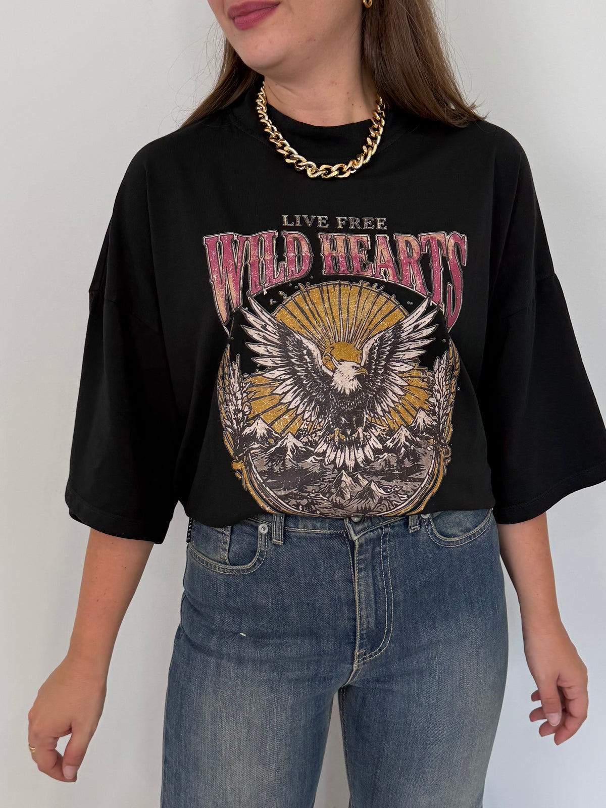 SusyMix - T-shirt over con aquila nera
