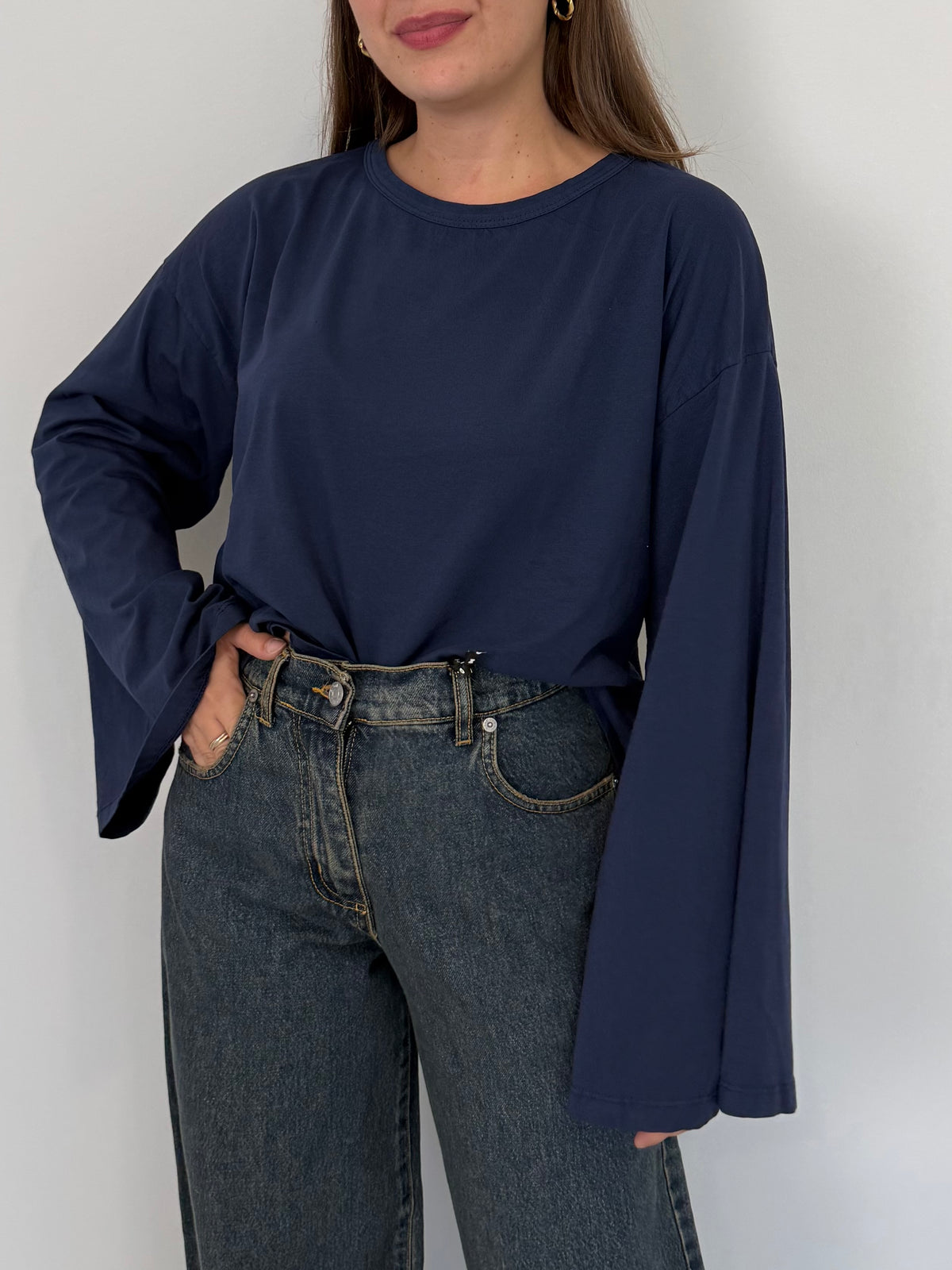 Haveone - Maglia manica trapezio blu