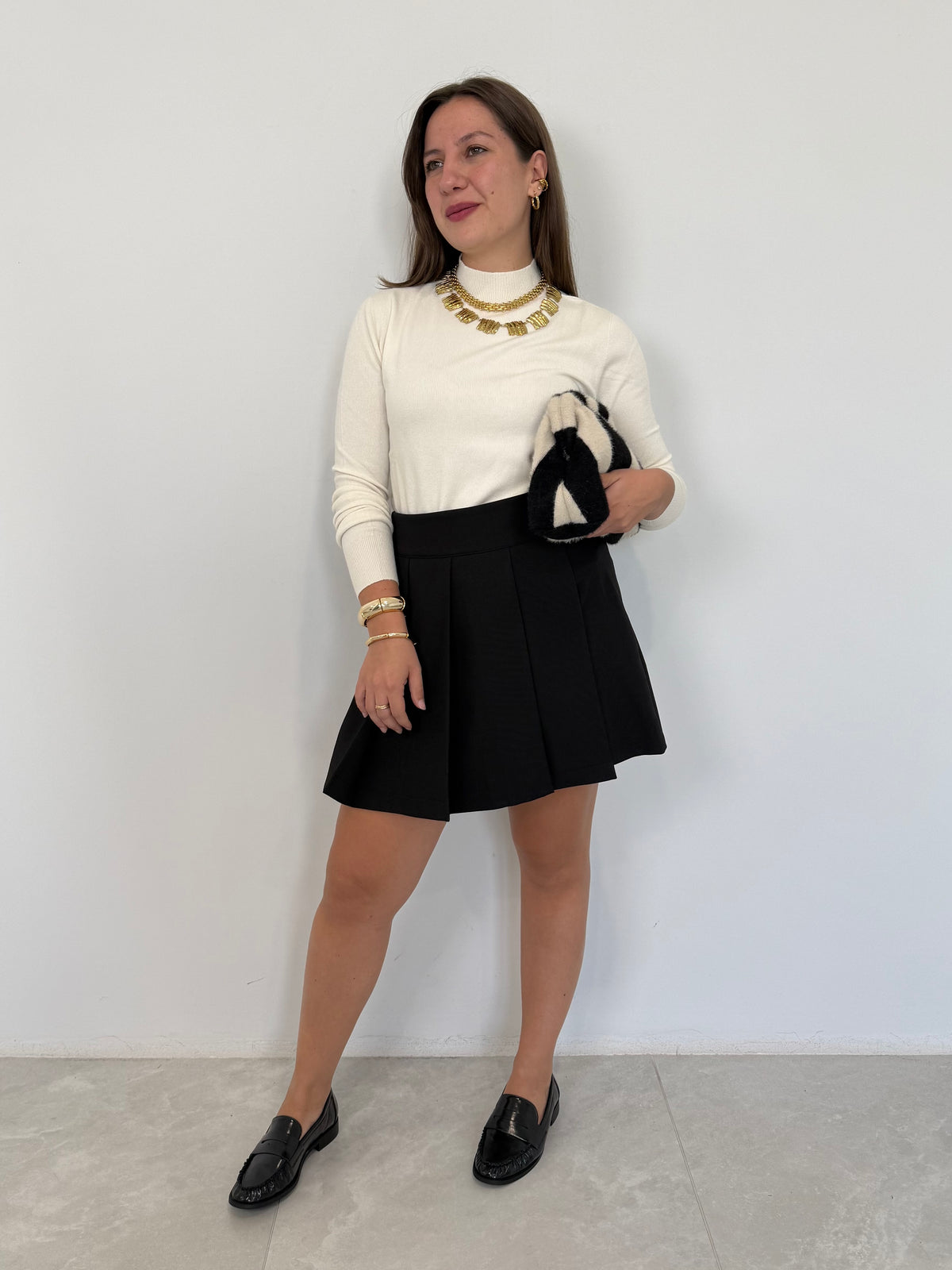 Haveone - Gonna con short pieghe nero