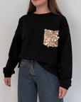 SusyMix - Felpa con tasca paillettes nera