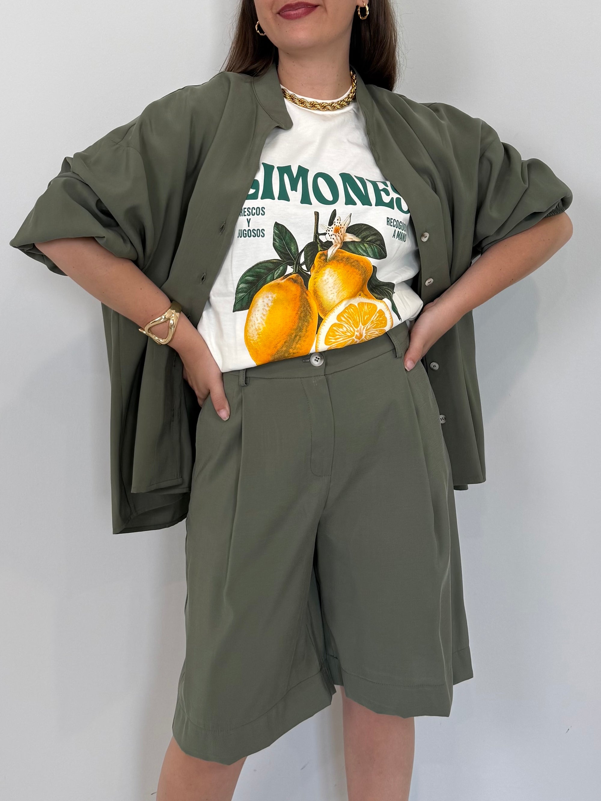 Tensione In - Bermuda in cupro verde