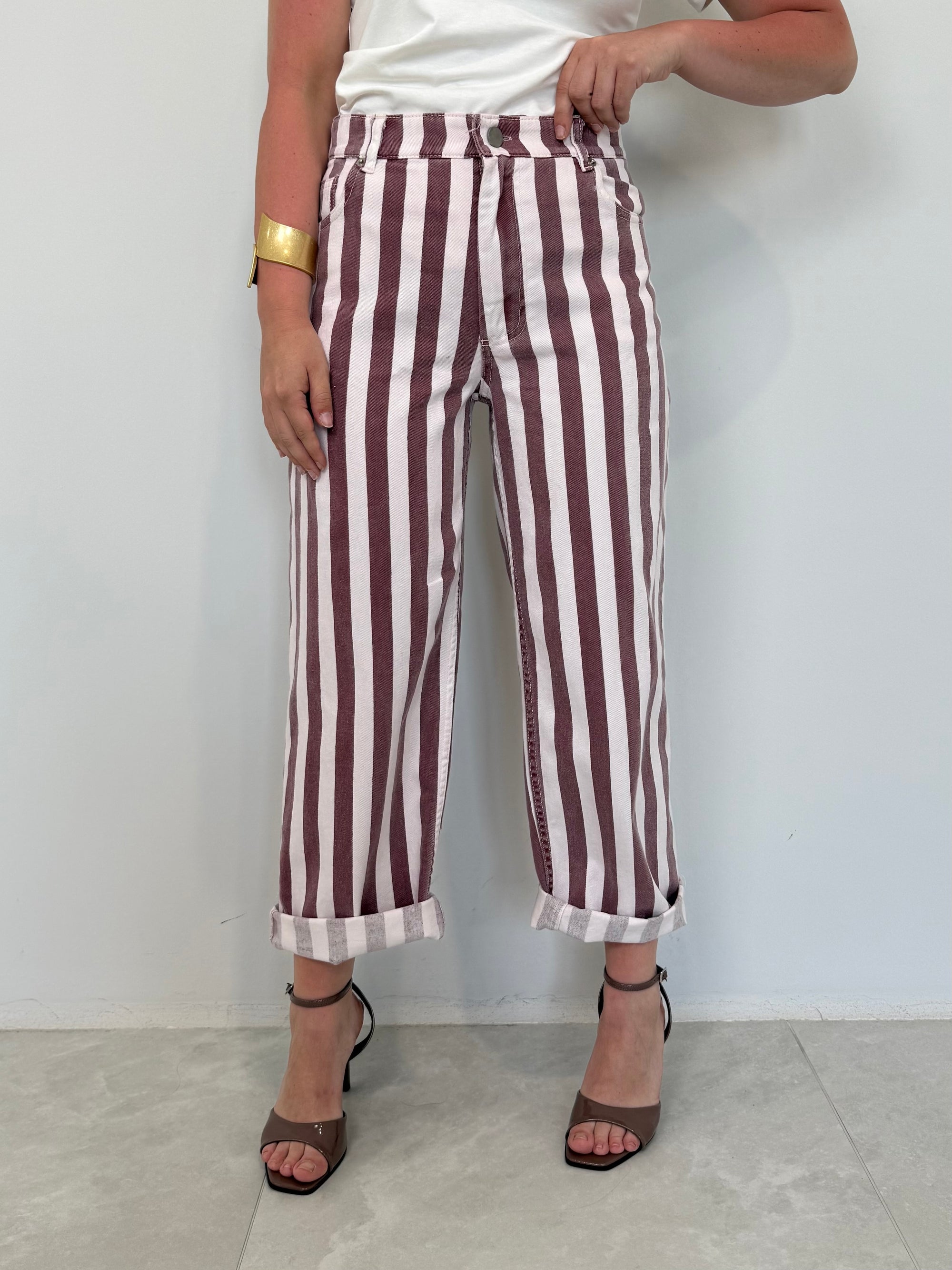 Tensione In - Jeans light a righe rosa