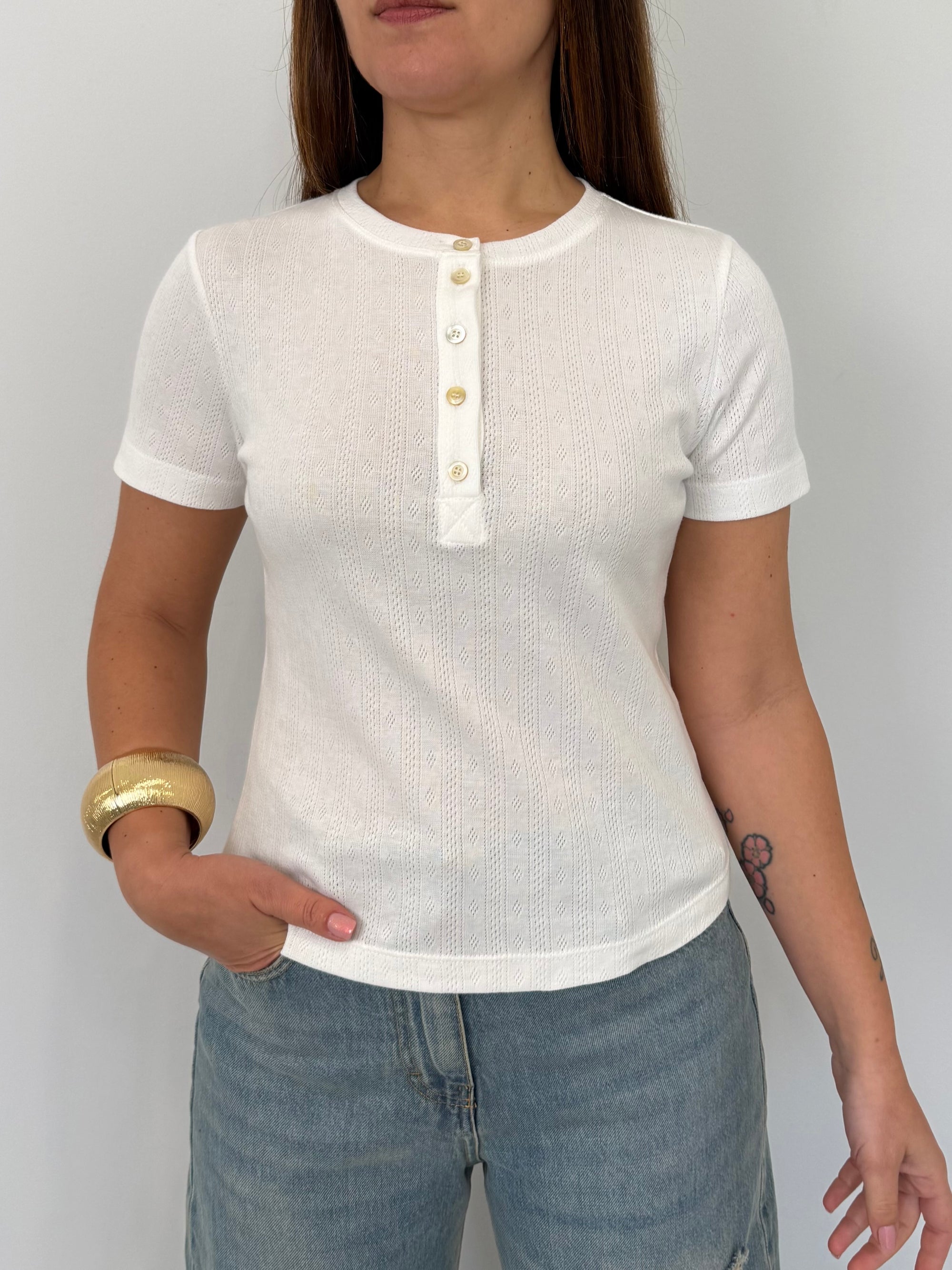 Tensione In - T-shirt serafino tessuto ricamato