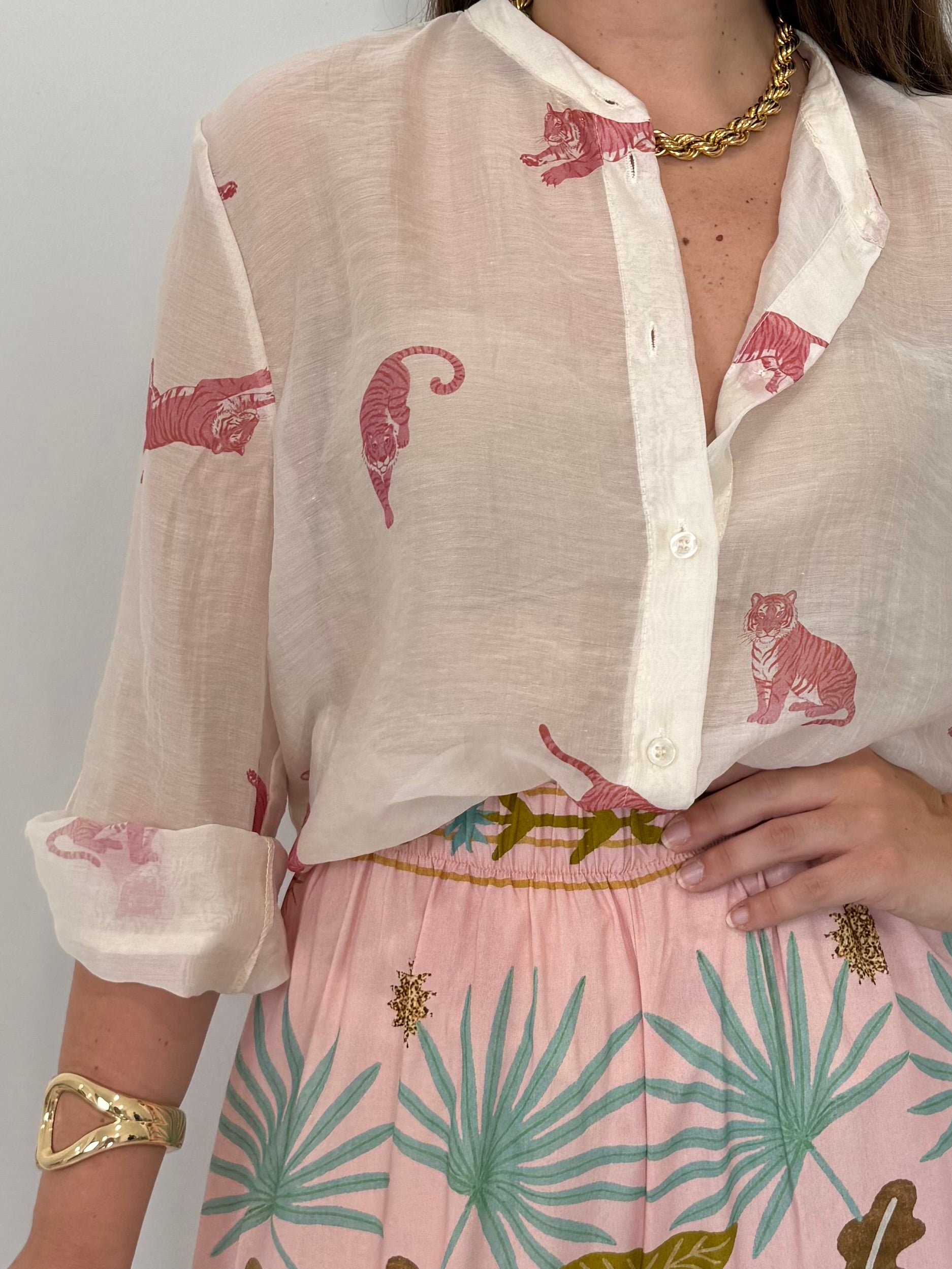 Haveone - Camicia con fantasia tigri