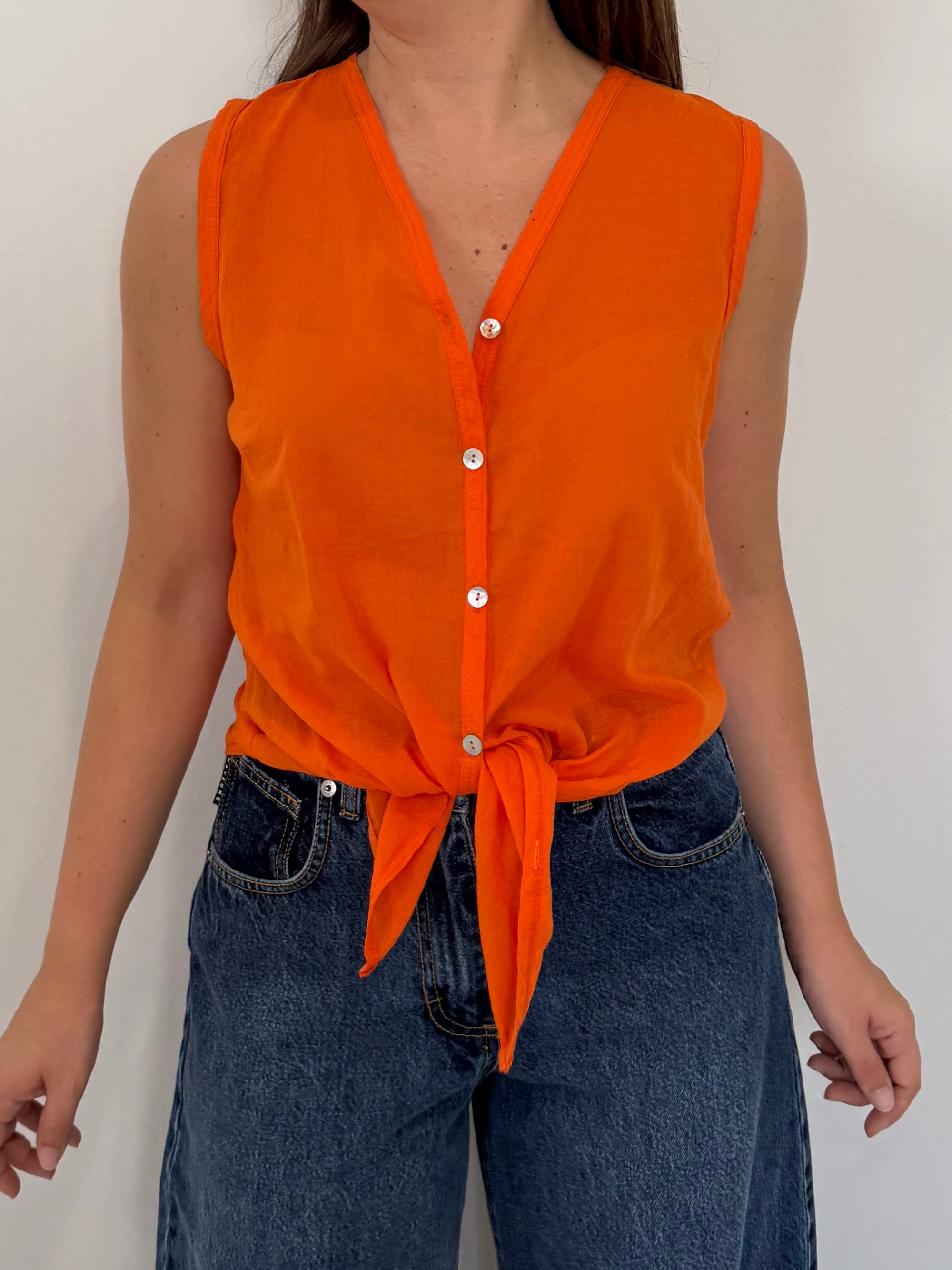 Tensione In - Camicia smanicata papaya