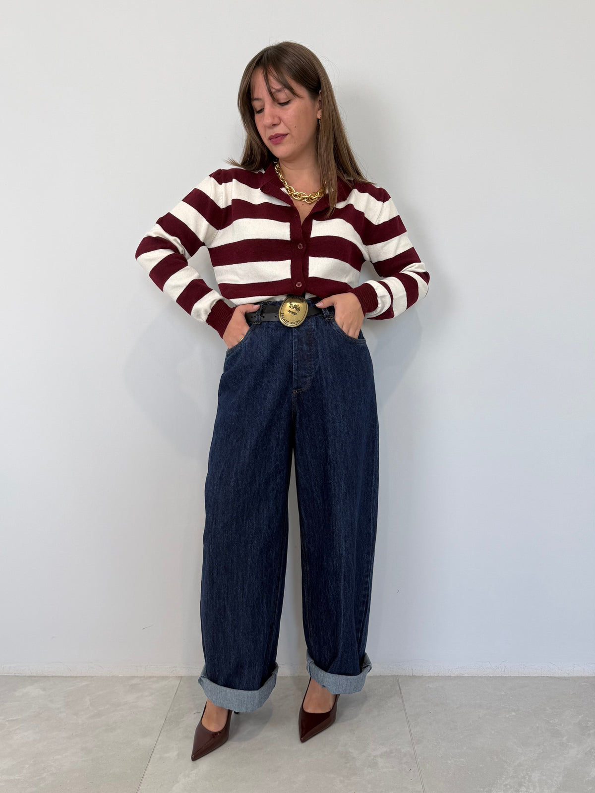 Tensione In - Jeans lavaggio unito con cintura