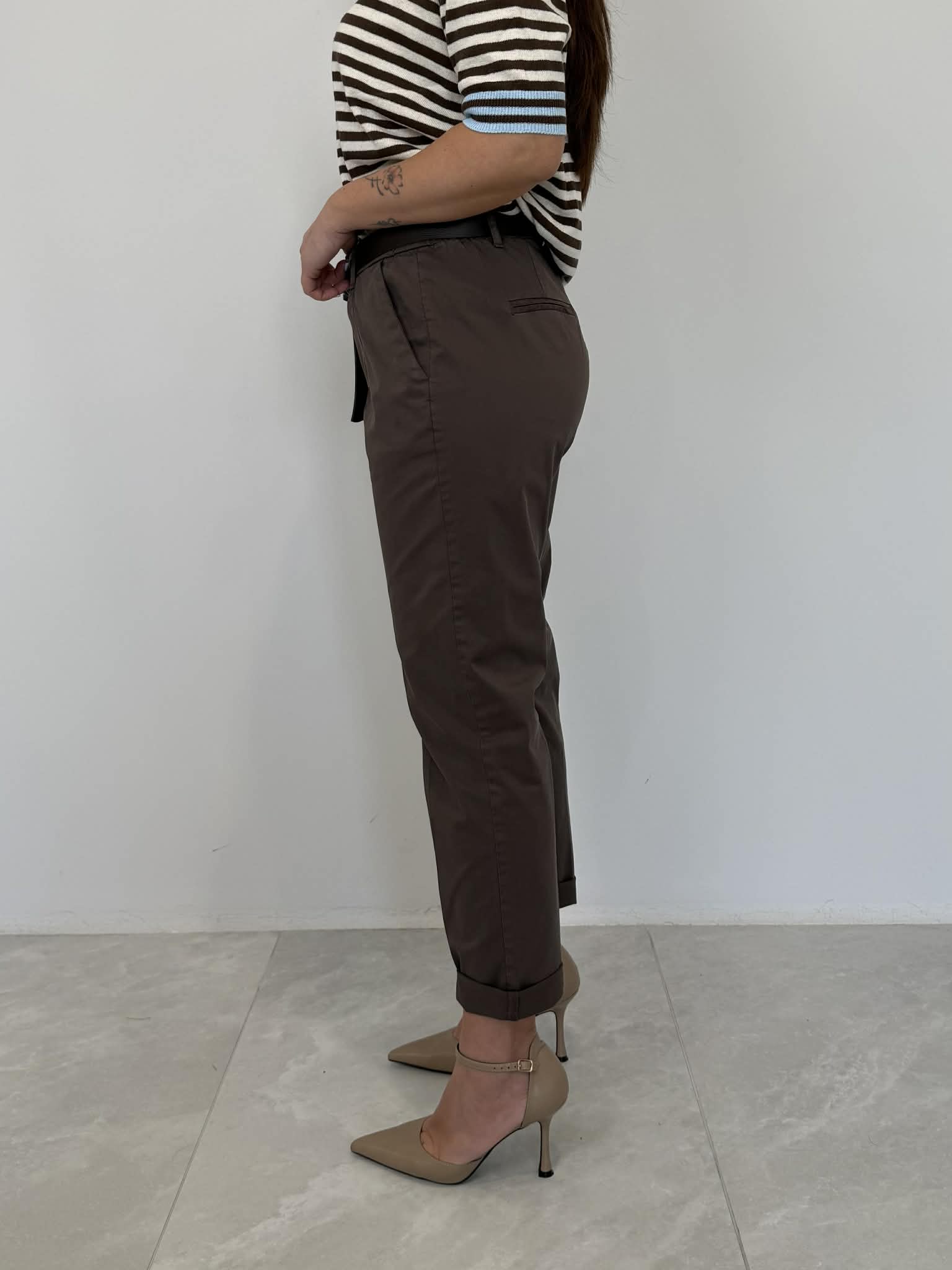 SusyMix - Pantalone in cotone sigaretta moro