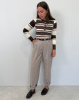 Dixie - Pantalone Office con pence taupe