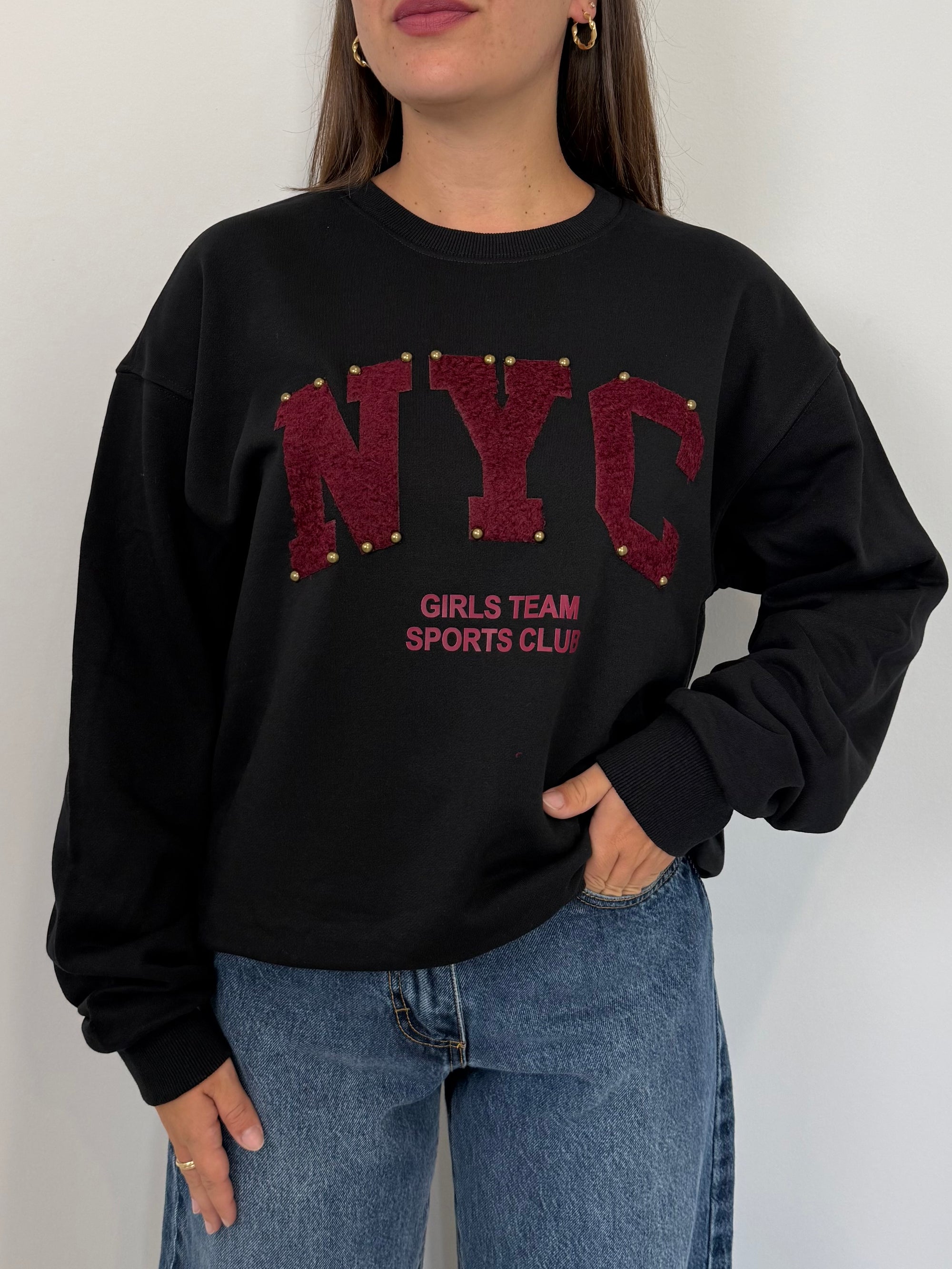 Civico23 - Felpa nera New York vino