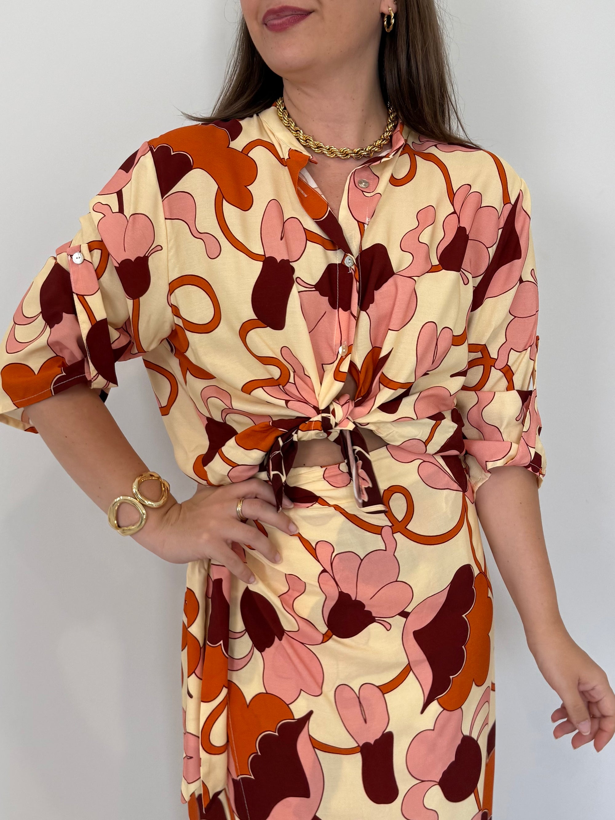 Haveone - Camicia in viscosa fantasia floreale