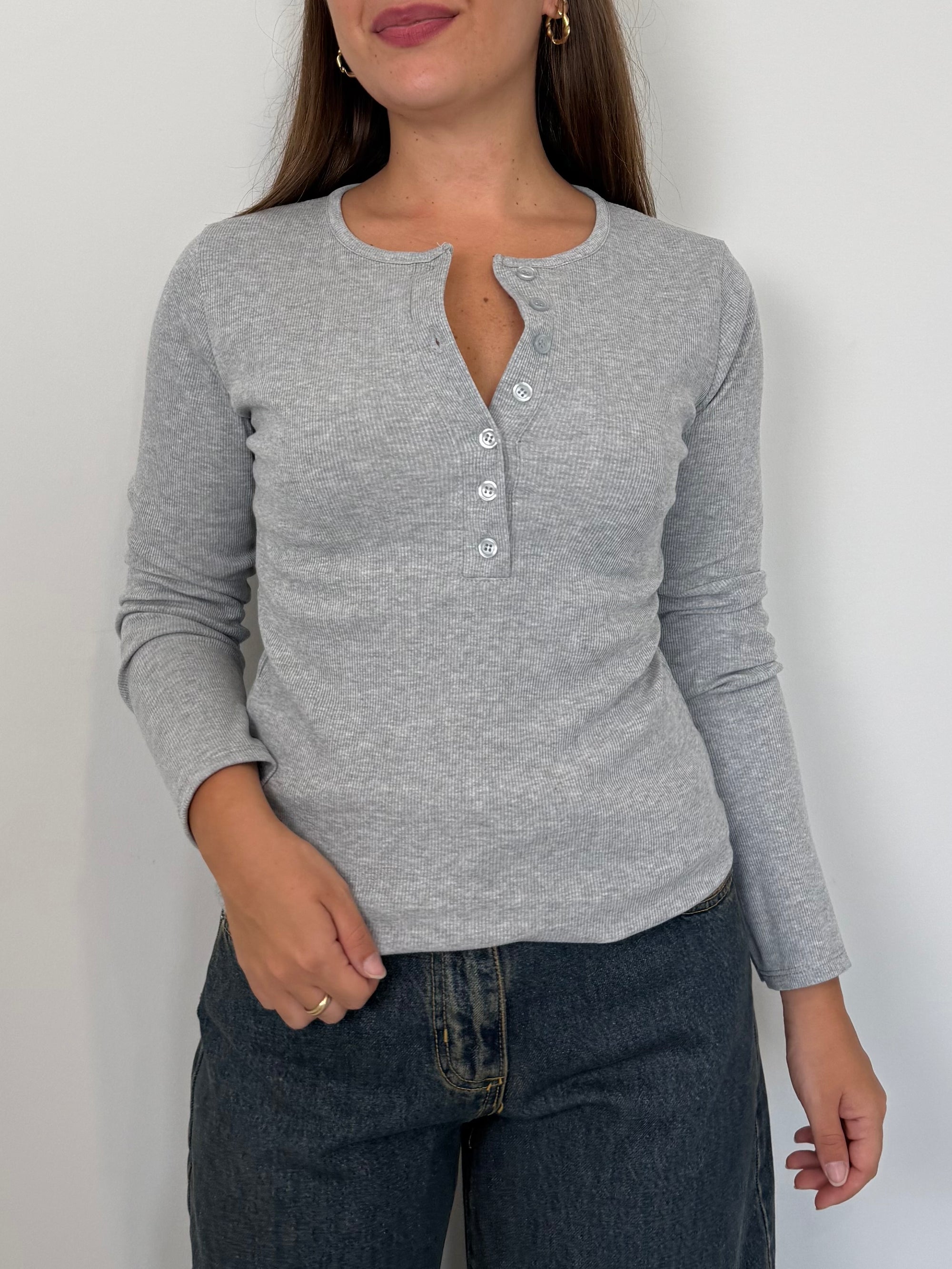 Civico23 - Maglia serafino grigia