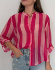 Haveone - Camicia righe larghe fuxia