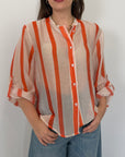 Haveone - Camicia righe larghe papaya/panna
