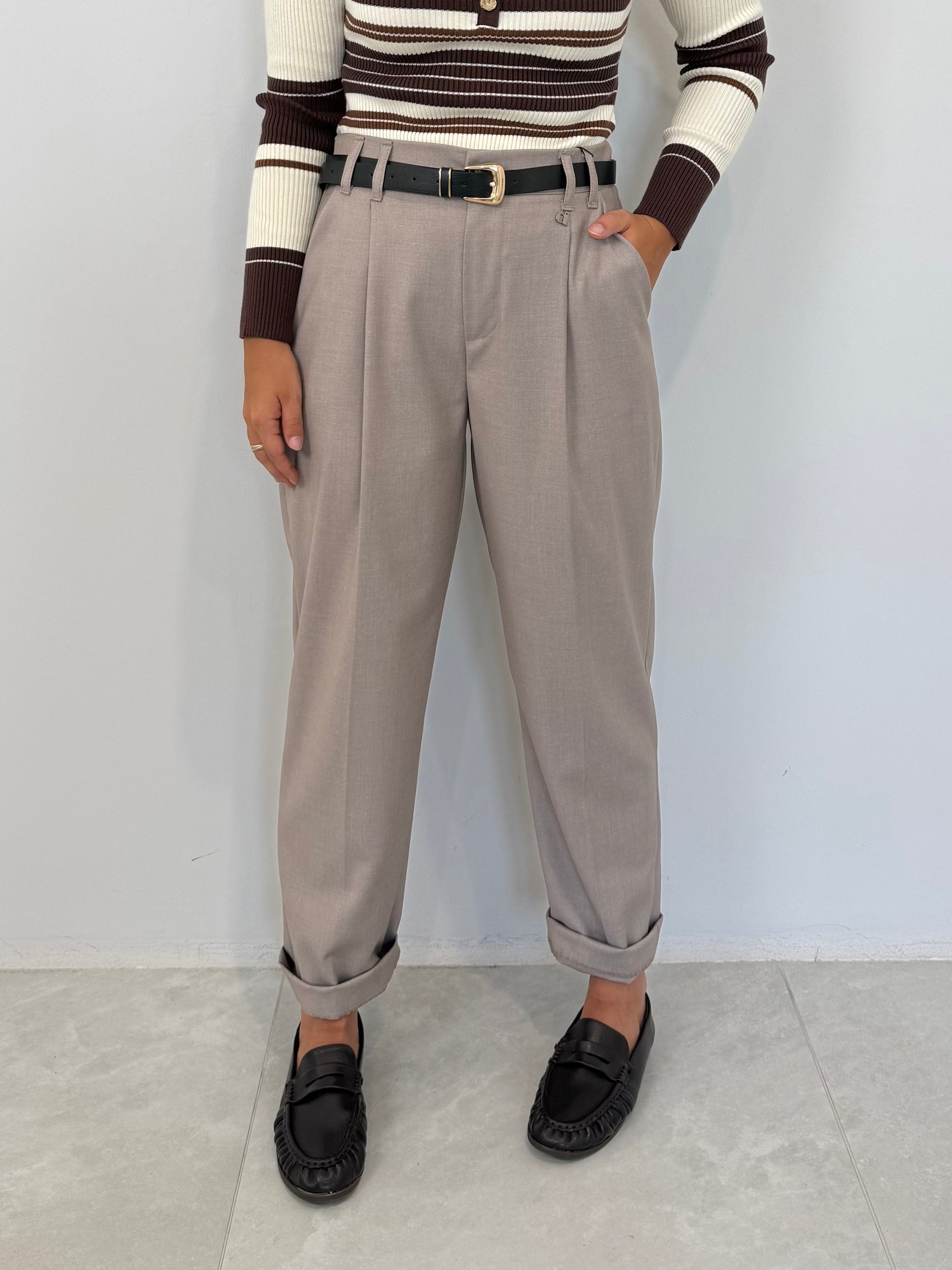 Dixie - Pantalone Office con pence taupe