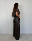 SusyMix - Pantalone palazzo similpelle moro