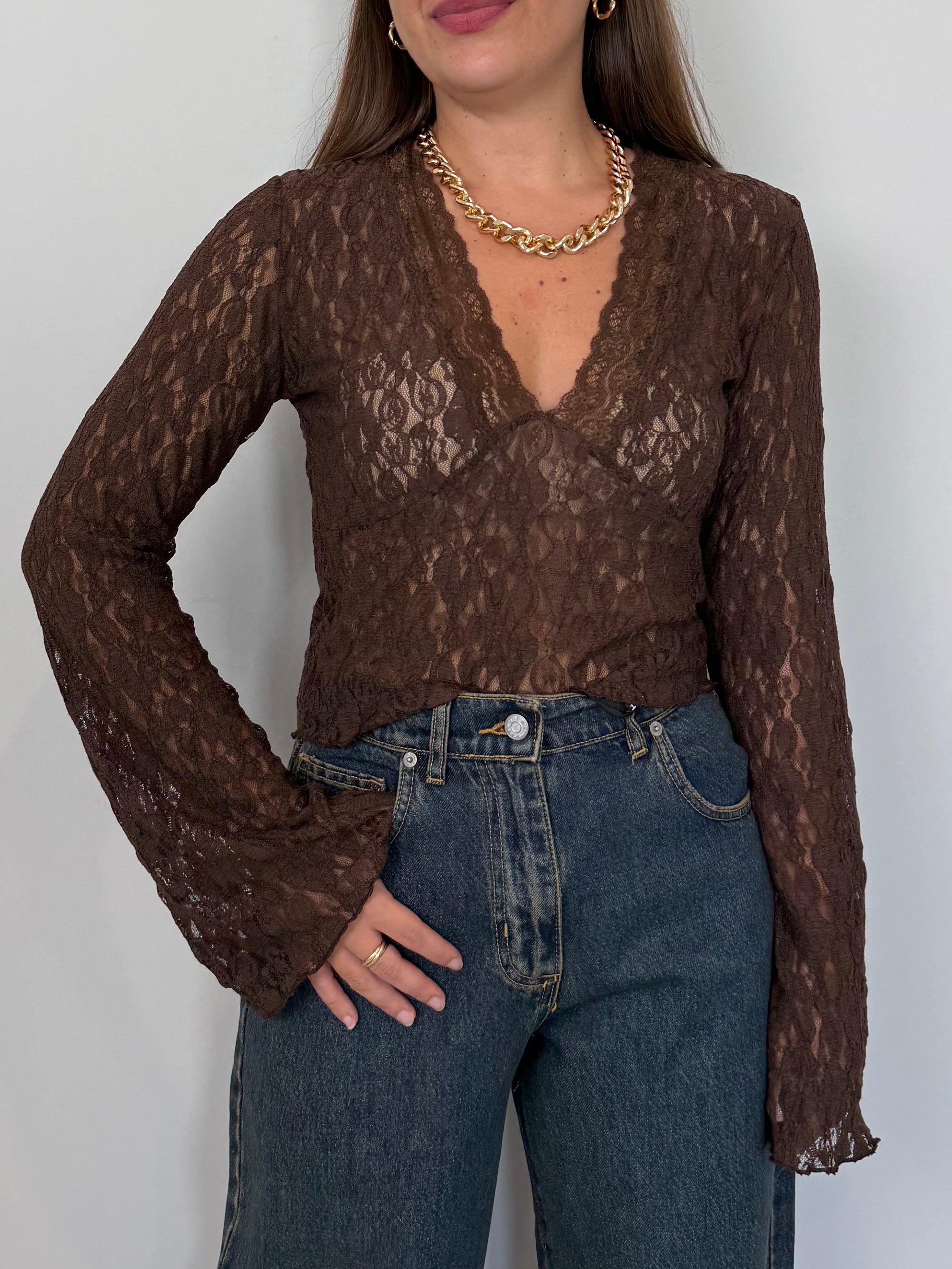 Haveone - Maglia in pizzo moro