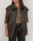 Haveone - Bomber ecopelle intrecciata moro