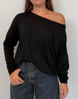 SusyMix - Maglia scatola scollo barca nera