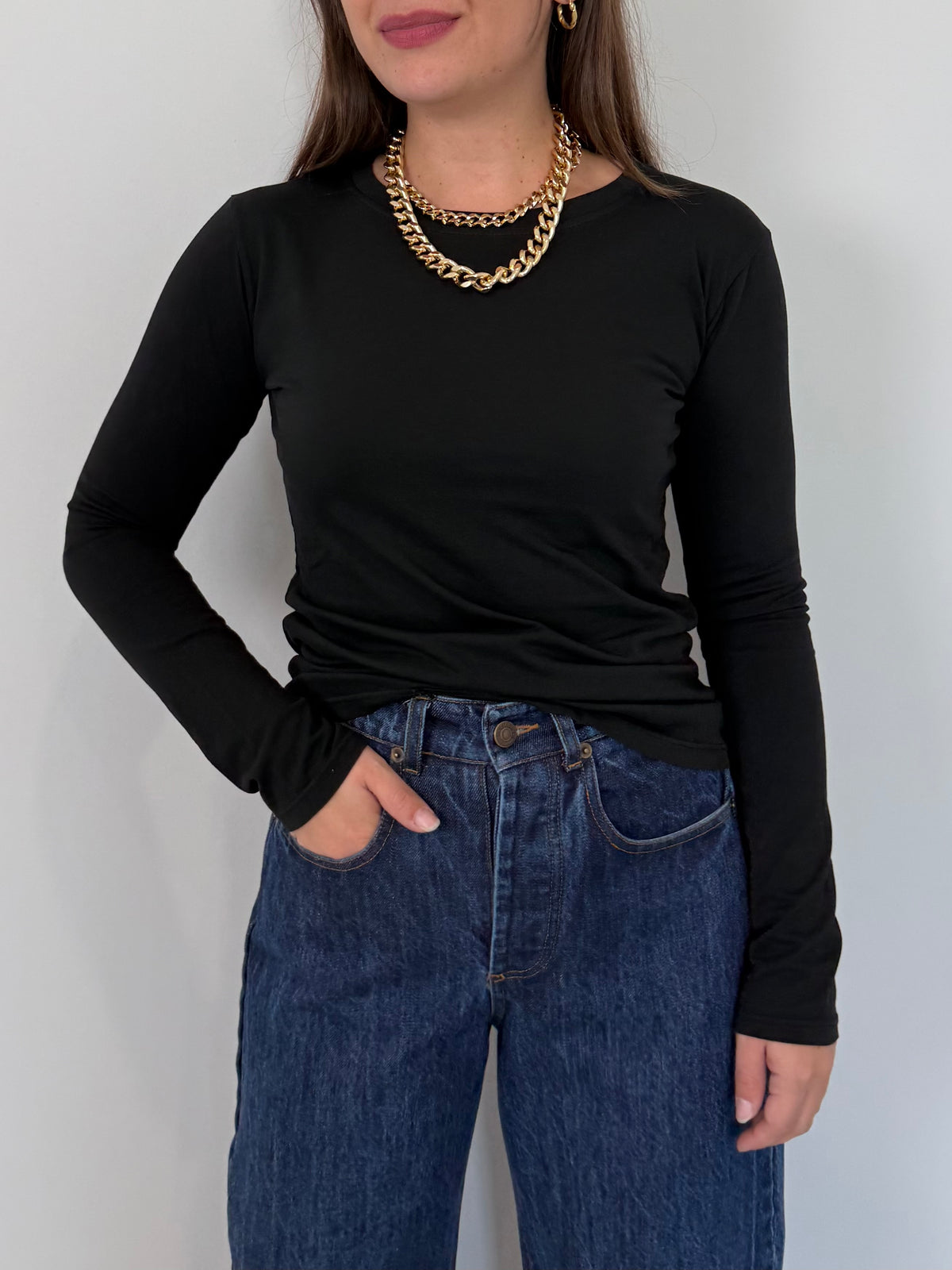 SusyMix - Maglia slim manica lunga nero