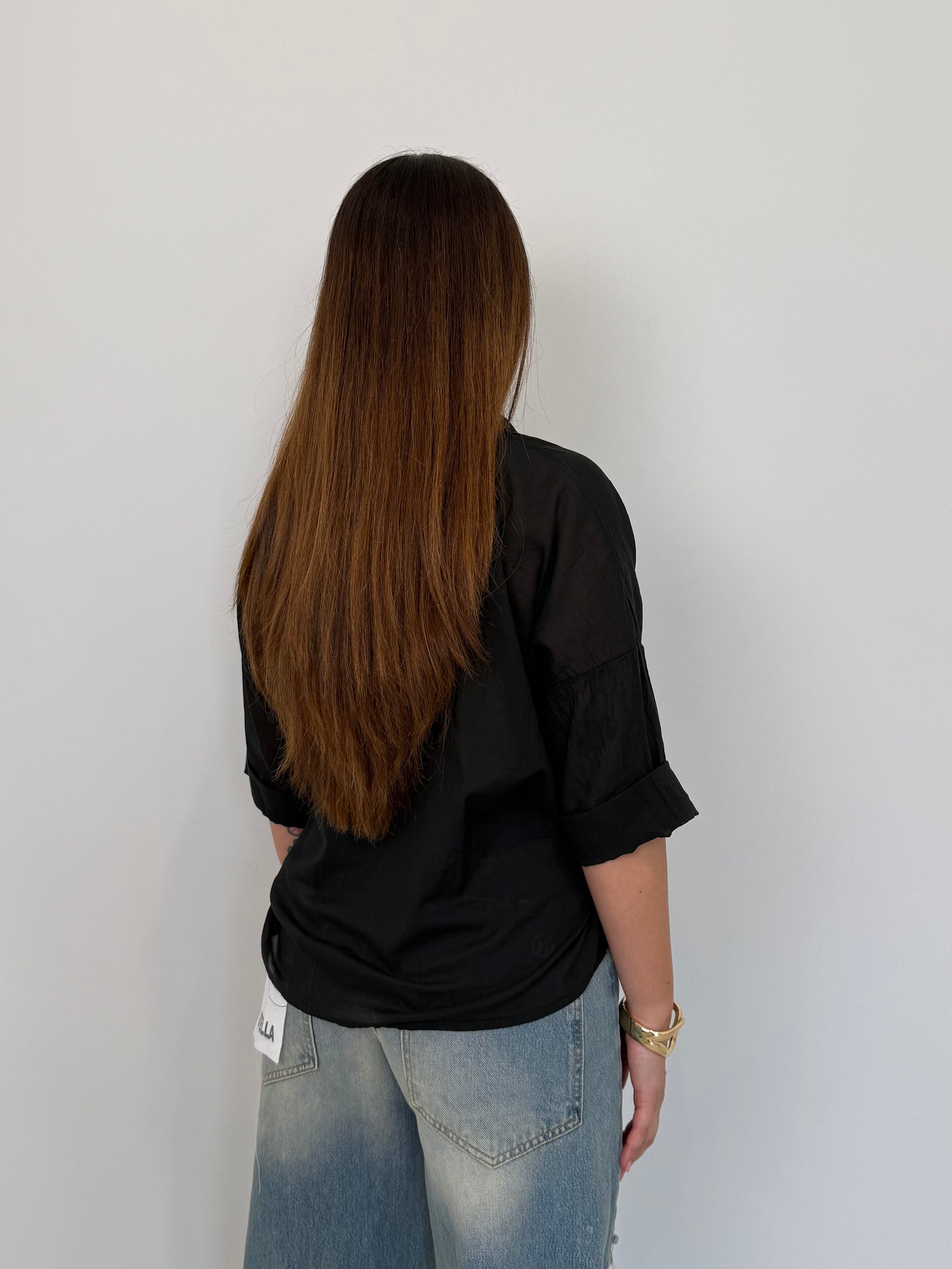 Haveone - Camicia in mussola di cotone nero