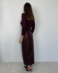 Haveone - Gonna ecopelle con spacco bordeaux