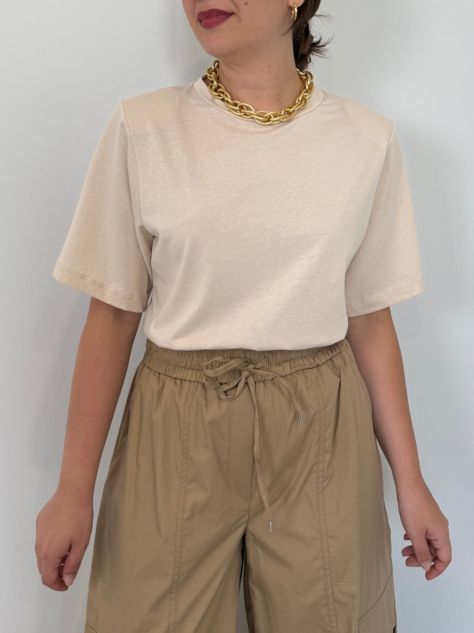 Haveone - T-shirt a body con spalline burro