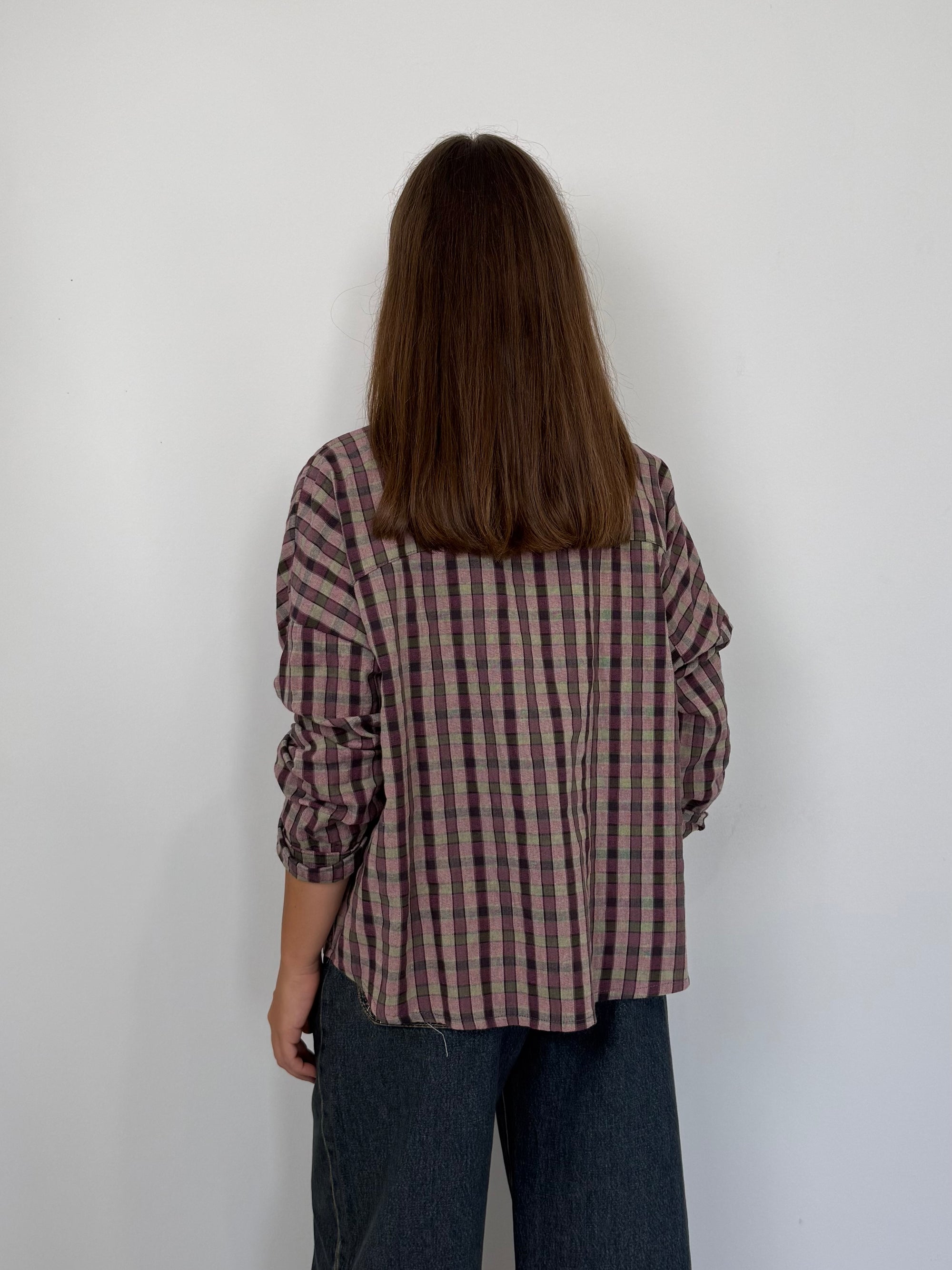 Haveone - Camicia goffrata check viola