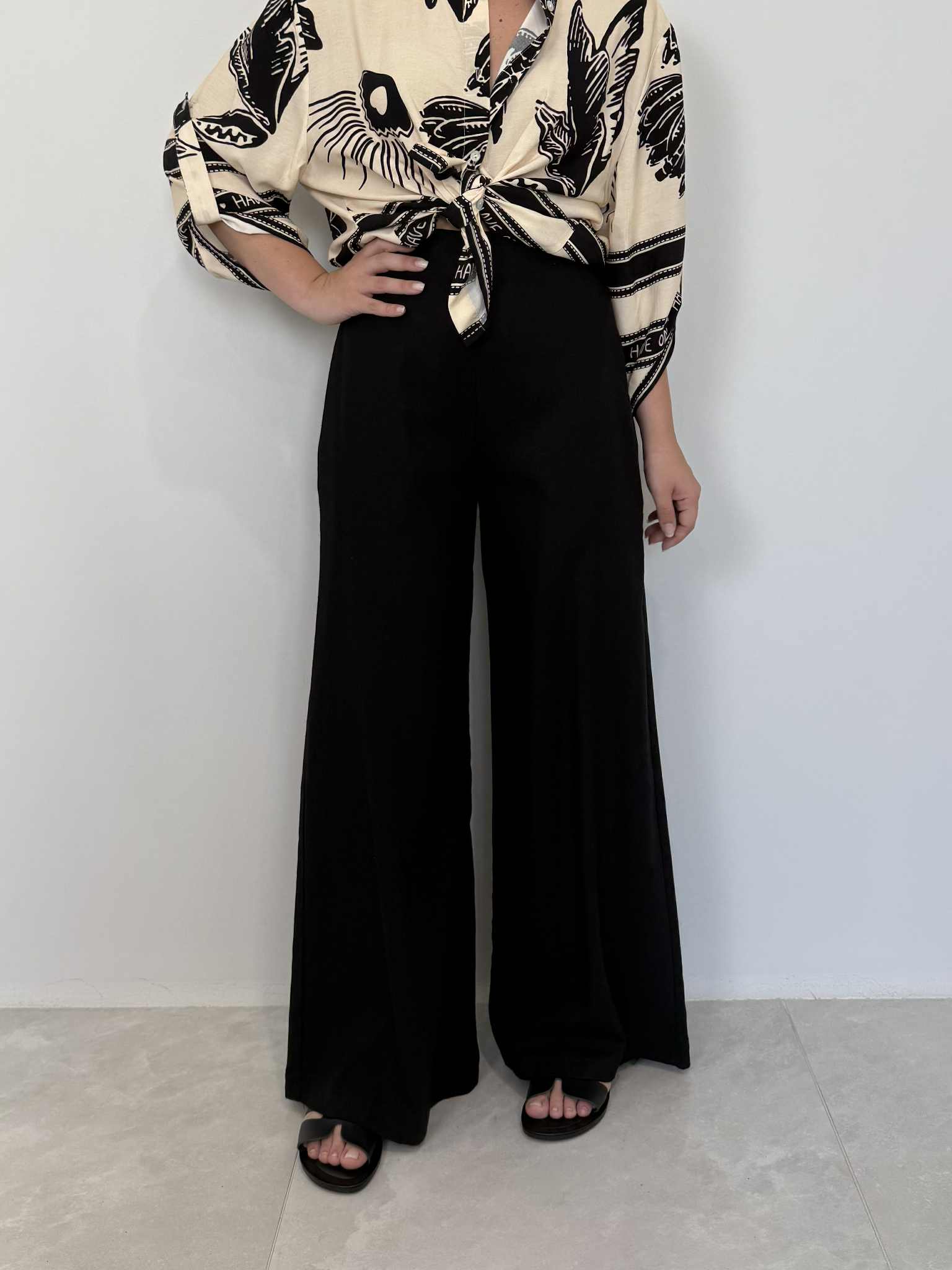Haveone - Pantalone lino nero