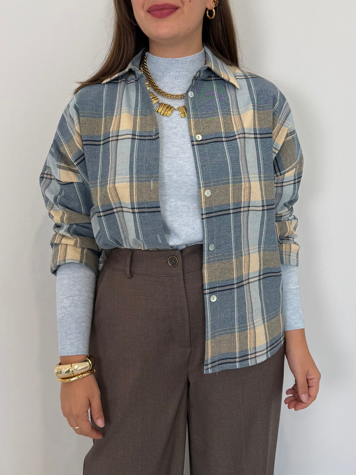 Haveone - Camicia check azzurra