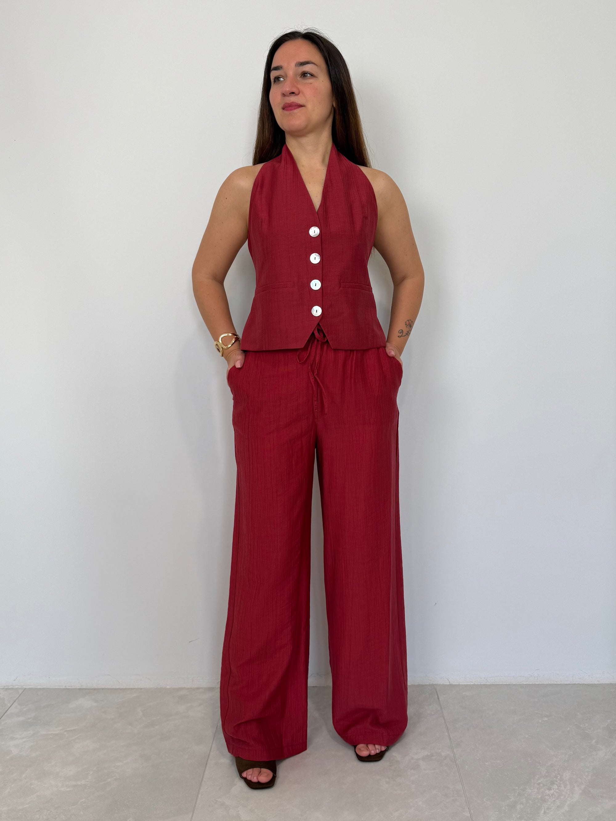 Haveone - Pantalone goffrato india