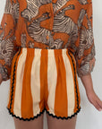 Haveone - Short rigato arancio con trinetta