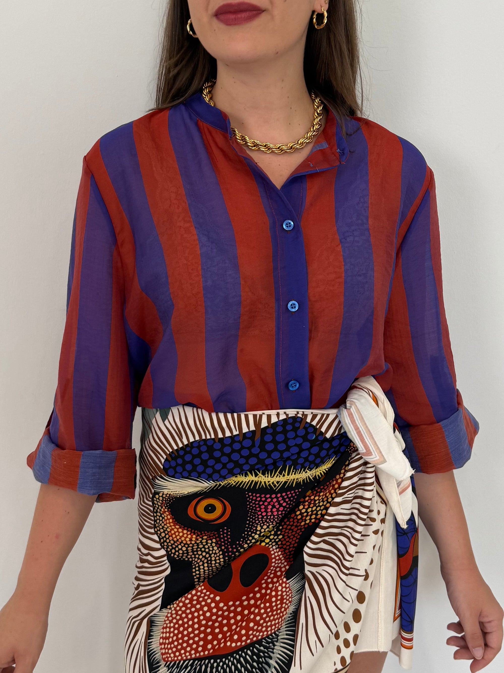 Haveone - Camicia righe larghe bluroyal