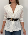 Haveone - Giacca in pizzo con cinture bianca