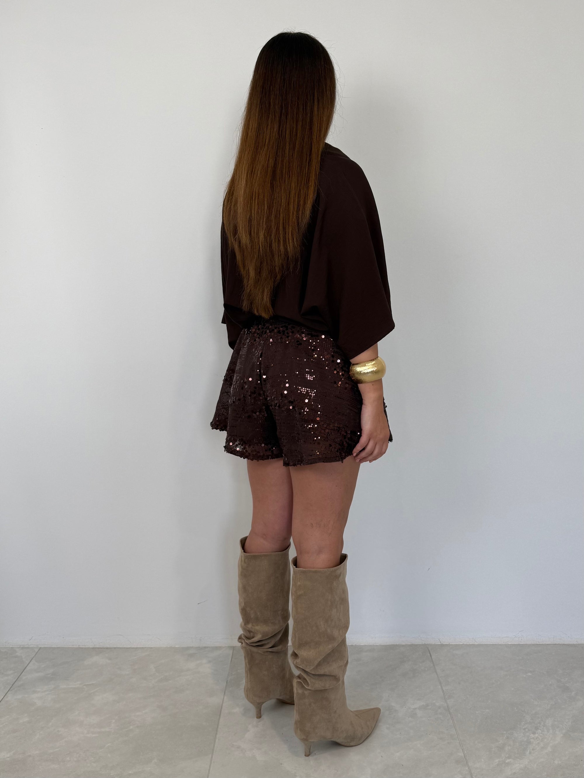 Haveone - Short farfalla in paillettes