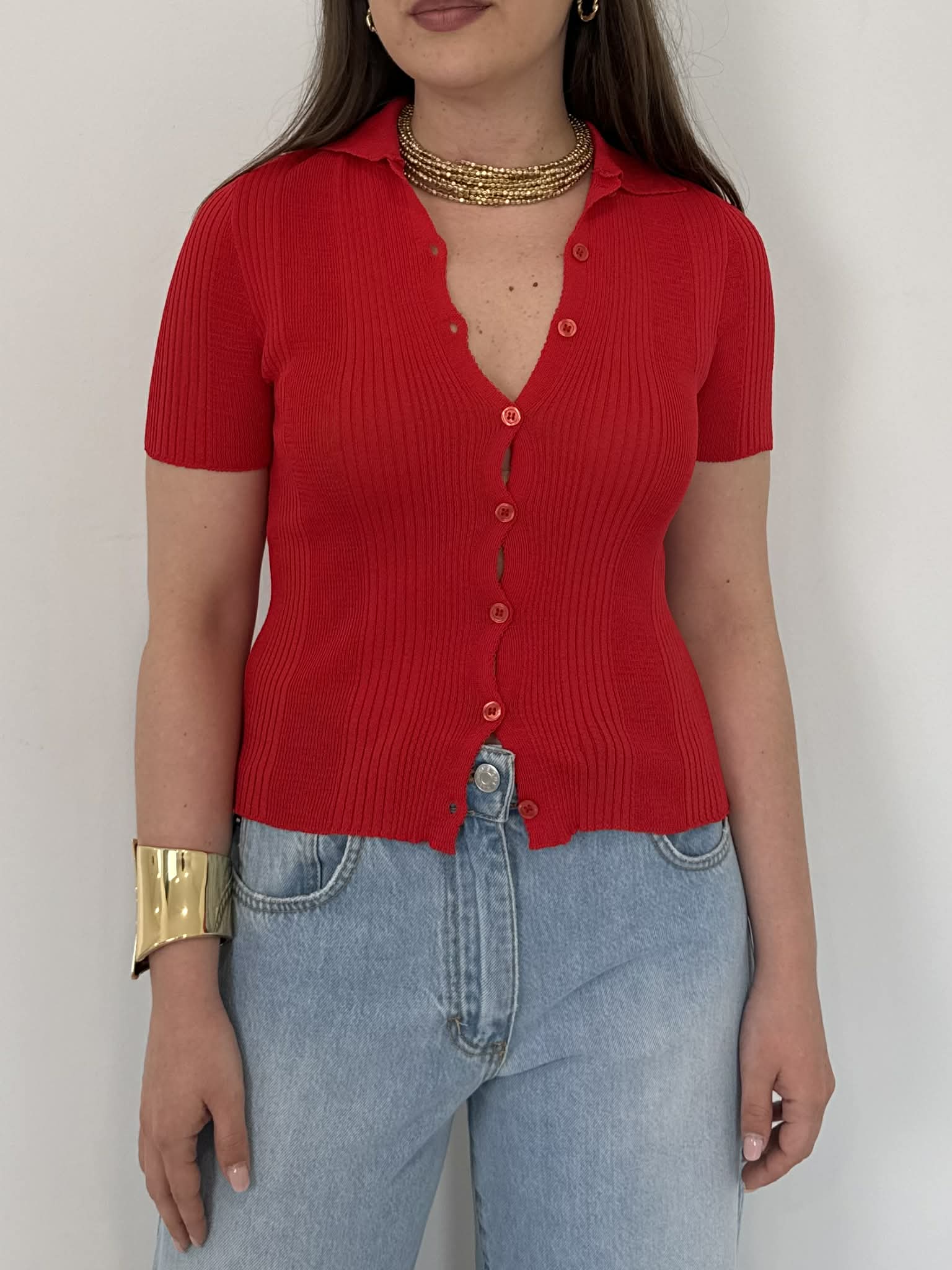 SusyMix - Polo con bottoncini rossa