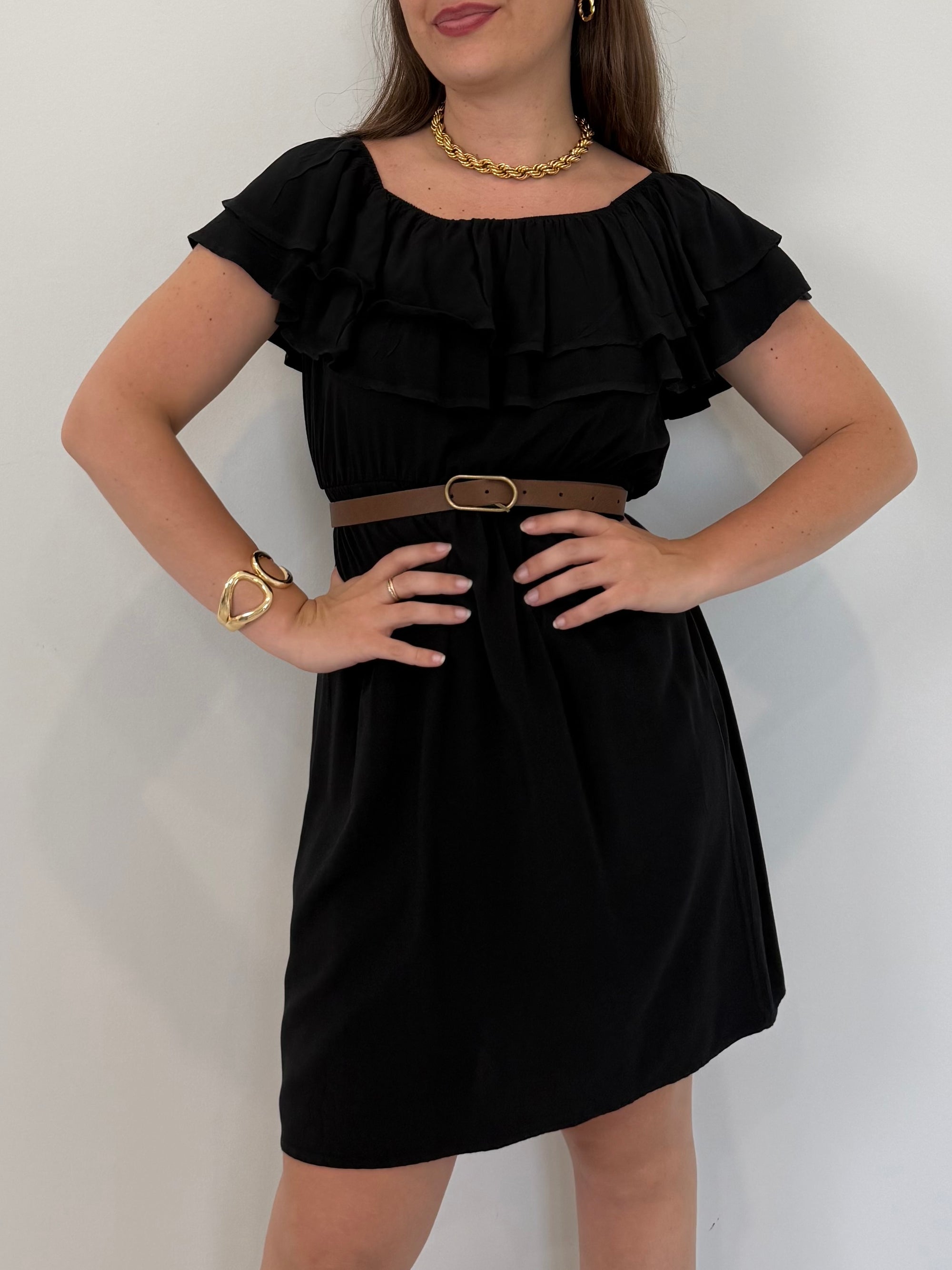 Kontatto - Abito shiffer con balze nero