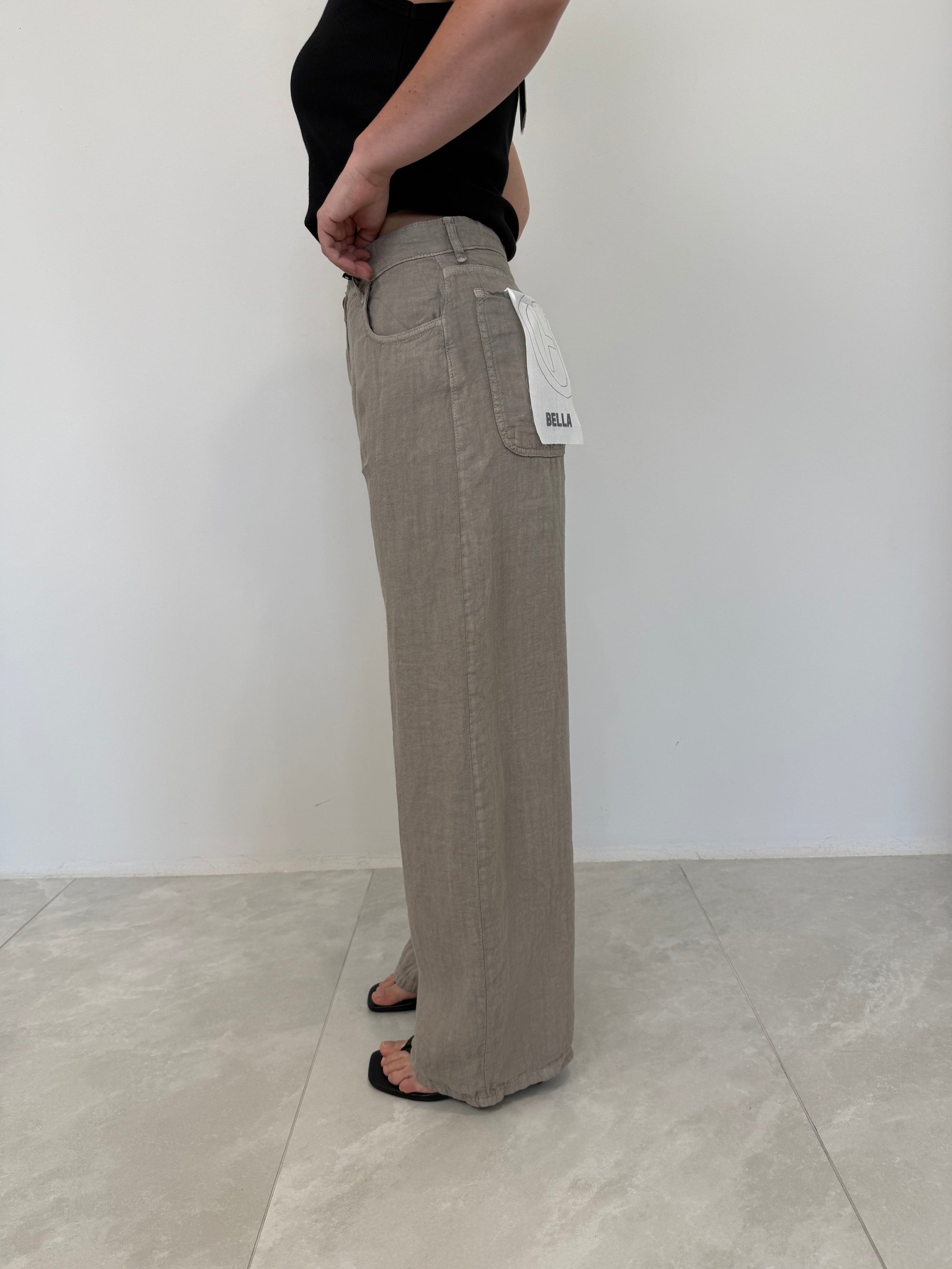 Haveone - Pantalone bella in lino grigio