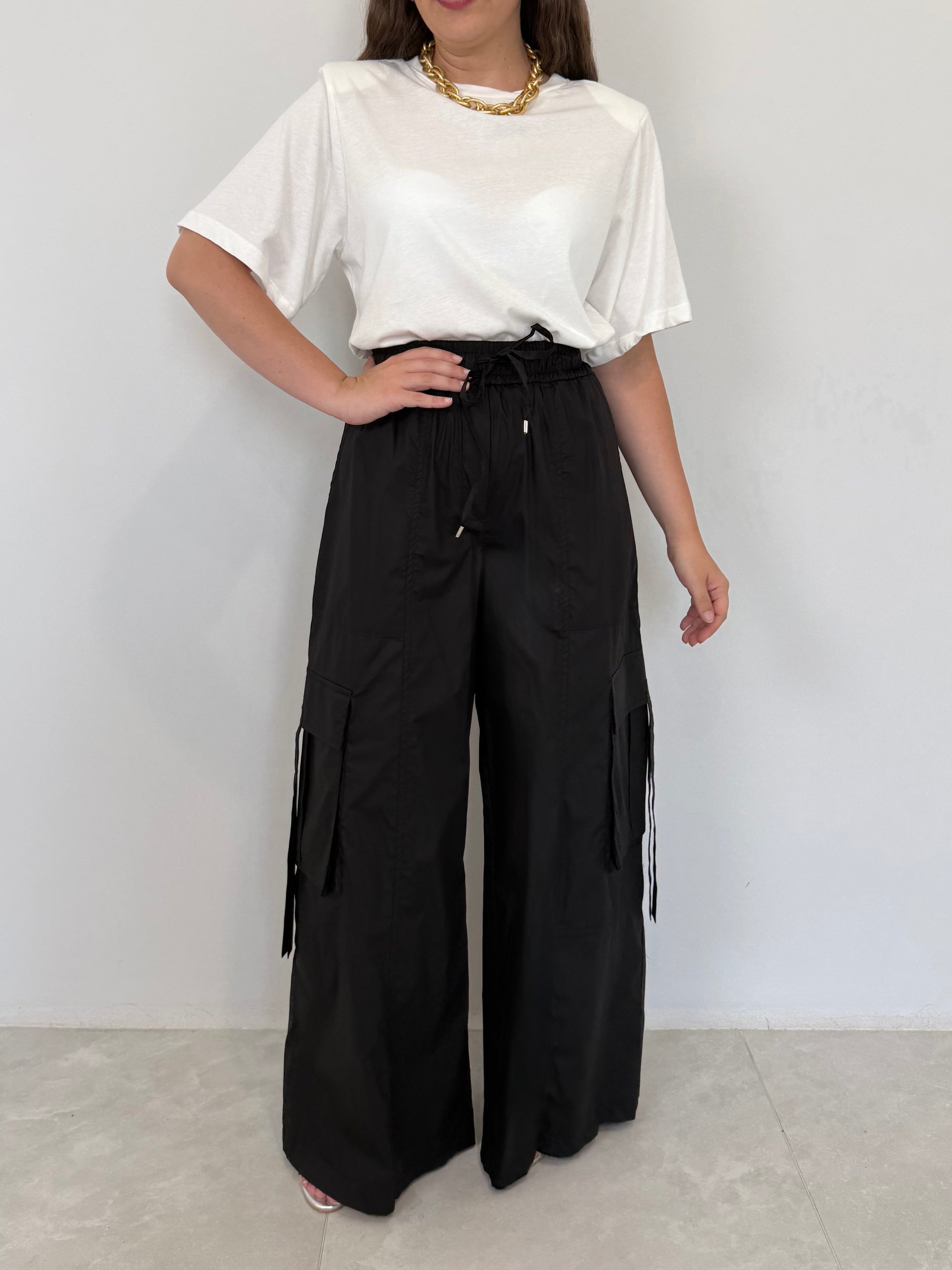 Tensione In - Pantalone cargo paracute nero